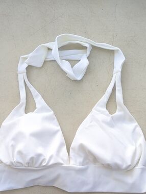 Nicolita White Halter Triangle Bikini Top